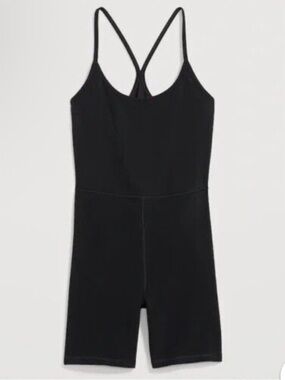 Old Navy Women’s PowerChill Racerback Bodysuit 6” Inseam Black Large